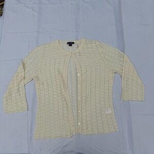 Cream Women's Sweater, Nautica, Lace/Crochet, Size L